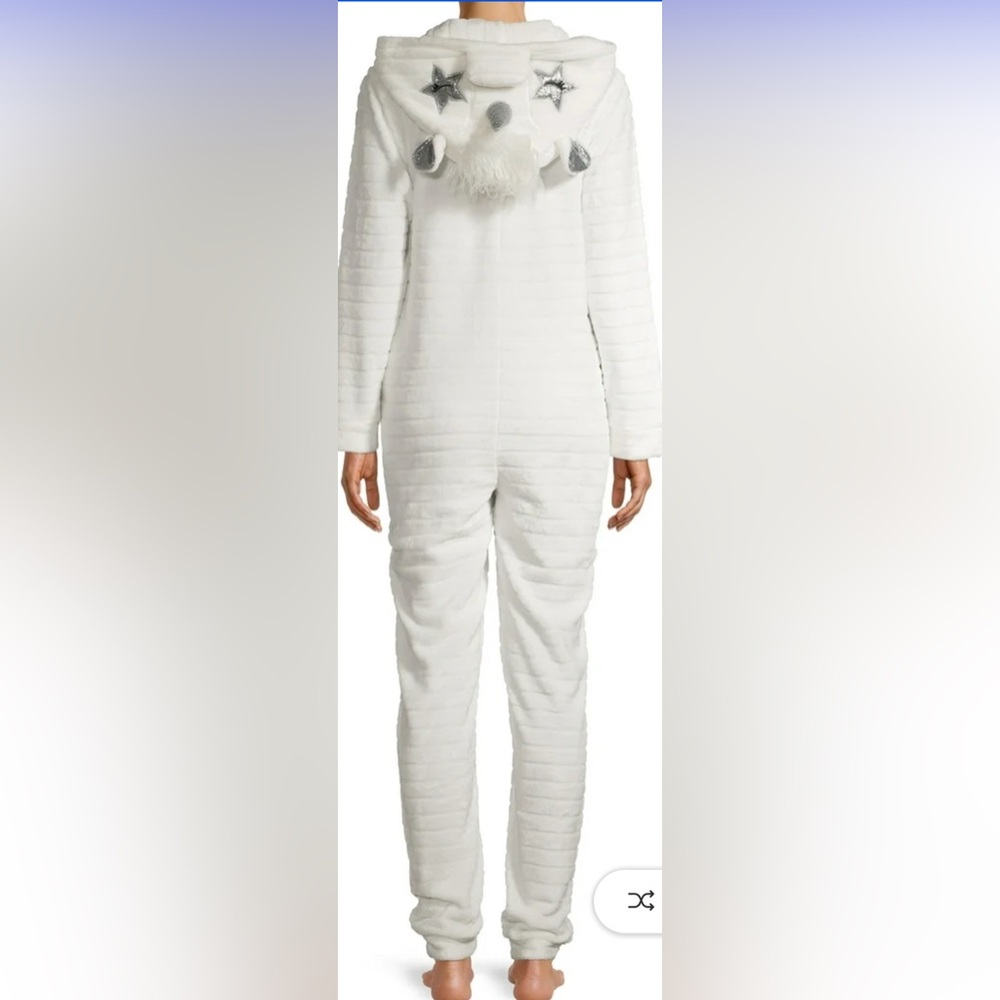 Unicorn hood! Cozy White Fleece Pajama onsie